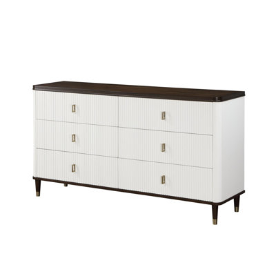 Commode blanche et noyer avec plateau à bijoux