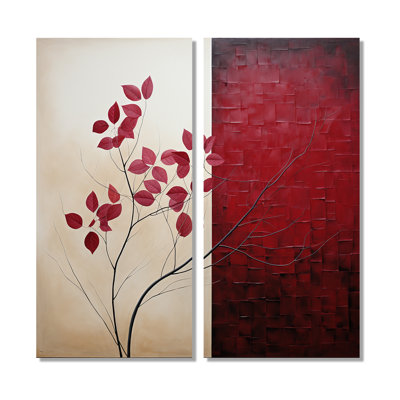 Bordeaux Bold Leaf I - Red Traditional Canvas Wall Art