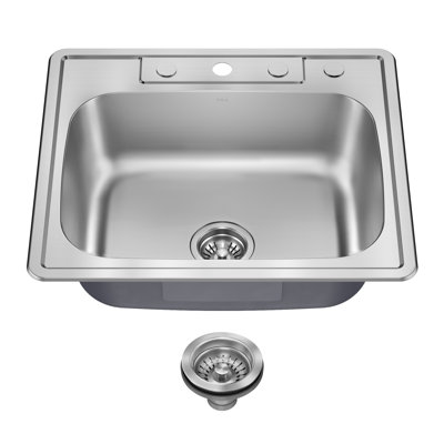 KRAUS Premier Drop In / Top Mount Bowl 18-Gauge Stainless Steel Kitchen Sink