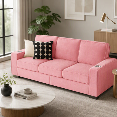 Modern Snowfleece Fabric 3-Seater Sofa