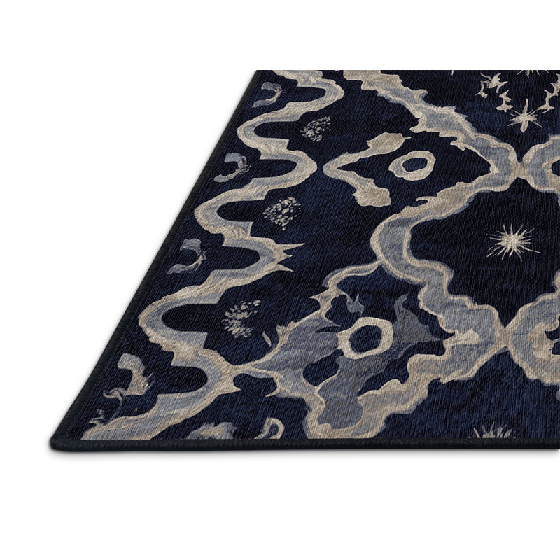 Machine Washable Gray Area Rug, Square 7'