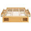 Structure de lit plateforme grand format avec 4 tiroirs de rangement et un casier de rangement au pied de lit, sans tête de lit, design moderne et peu encombrant - naturel-670374837