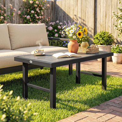 Outsunny Metal Garden Coffee Table 100 x 52 x 46cm Dark Grey