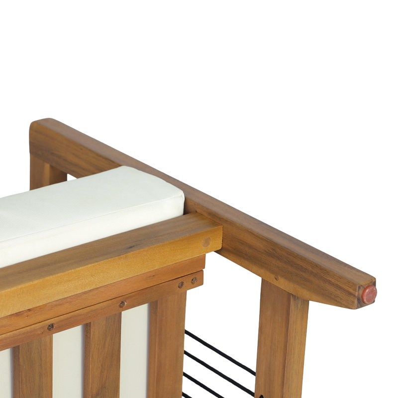 Fauteuil de patio en bois d'acacia avec accents de corde et coussins profonds Dravik, 2