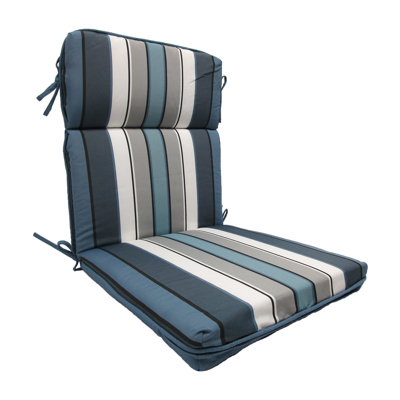 Rohando Stripe Outdoor/Indoor High Back Dining Chair Cushion For Patio Furniture, 21" X 43" X 3", Captain