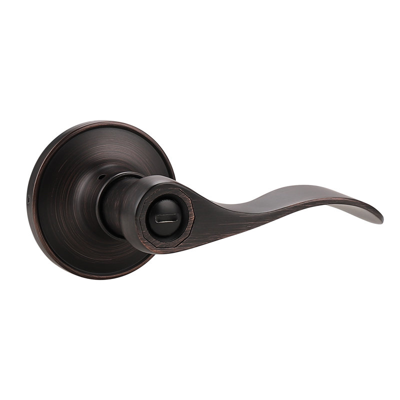 Door Lever with Round Rosette, Oil Rubbed Bronze, Passage (Hall & Closet)