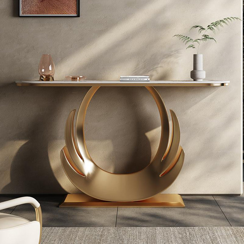 Console de style français en pierre frittée., H 33,4 po x l 47,2 po x P 13,7 po