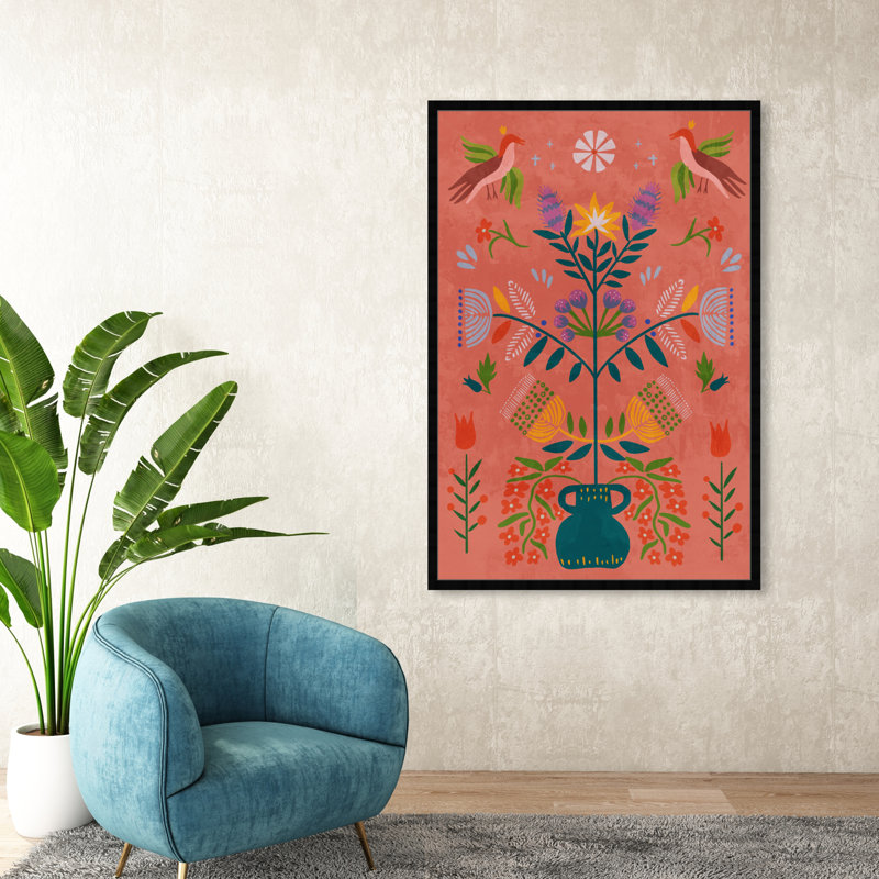 Bohemian Botanical Illustration by Birch Lane™ - Picture Frame Print, 56" H x 38" W, Black