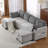 113.4" Sectional Sofa Pull-out Sofa Bed Versatile Sofa Sleeper with Large Storage Space, Two USB Ports and Two Cup Holders for Living Room, Grey-884508336