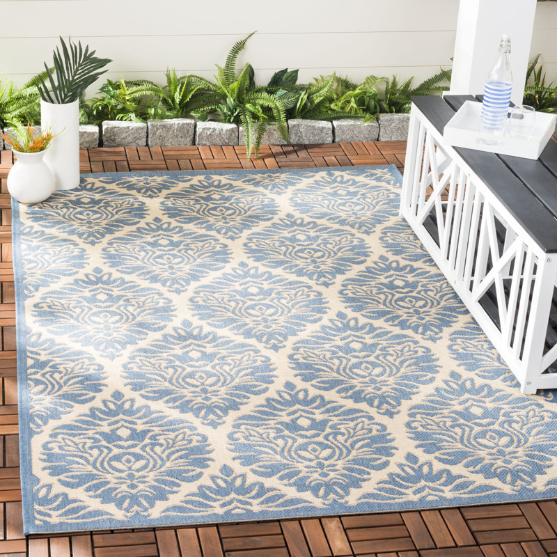 Tapis intérieur / extérieur Frankee Performance Ikat, Rectangle 5 pi 3 po x 7 pi 6 po