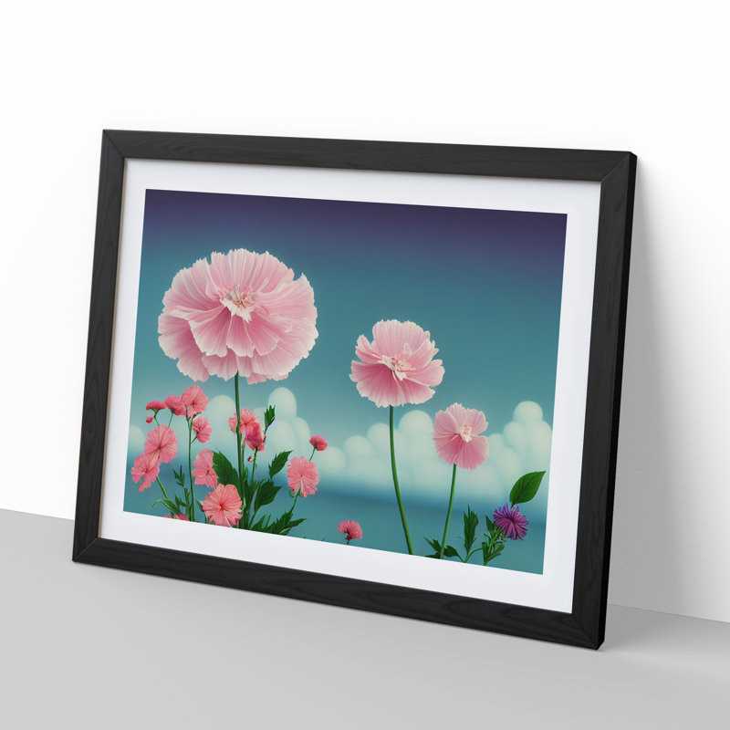 Appealing Carnation Flowers - Single Picture Frame Print, Black Framed, 46cm H x 64cm W x 2cm D