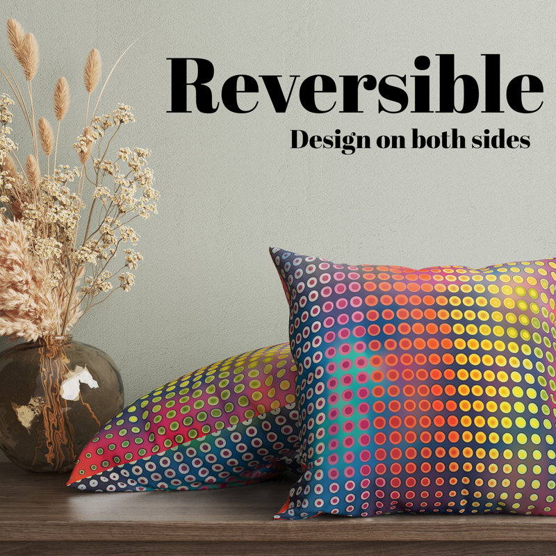 Housse de coussin réversible, H 22 po x l 22 po, Multicolore / pois