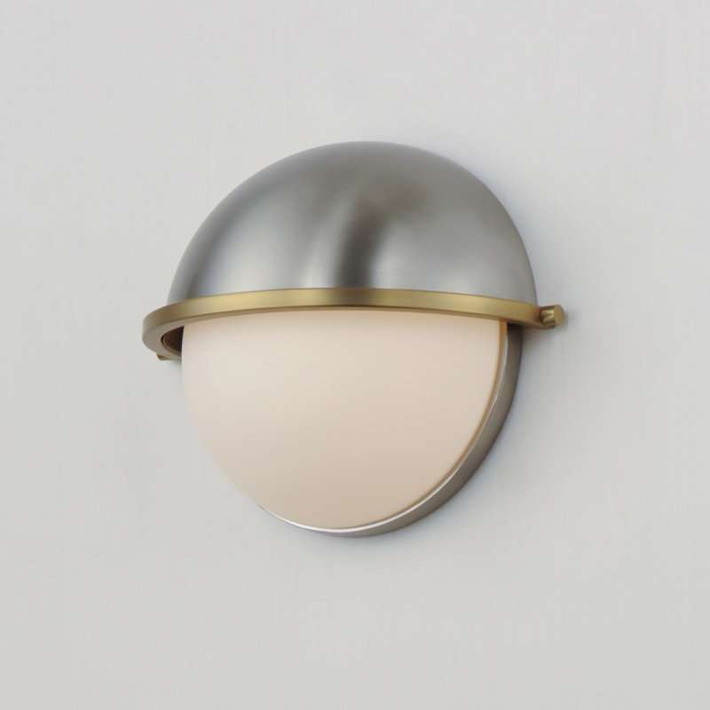 Duke Steel Flush Mounted Sconce, Satin Nickel / Satin Brass