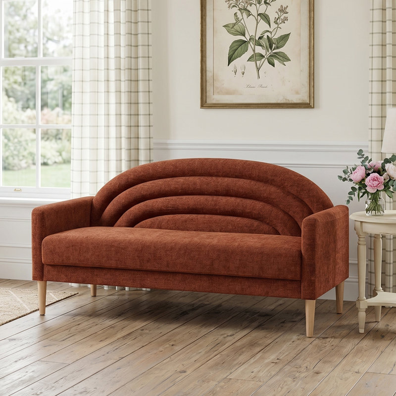 Canapé rembourré à deux places Michala, Polyester ocre, H 31,5 po x l 64,17 po x P 30,7 po