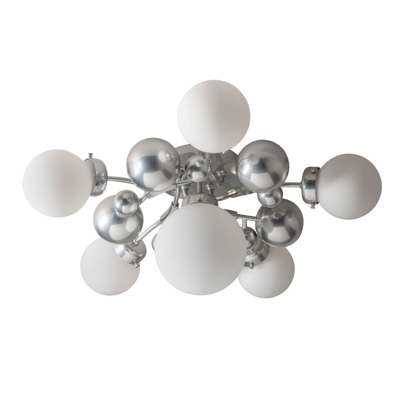 Sprig 6-Light Semi-Flush - Vintage Platinum - Opal Glass, Sterling, Opal Glass