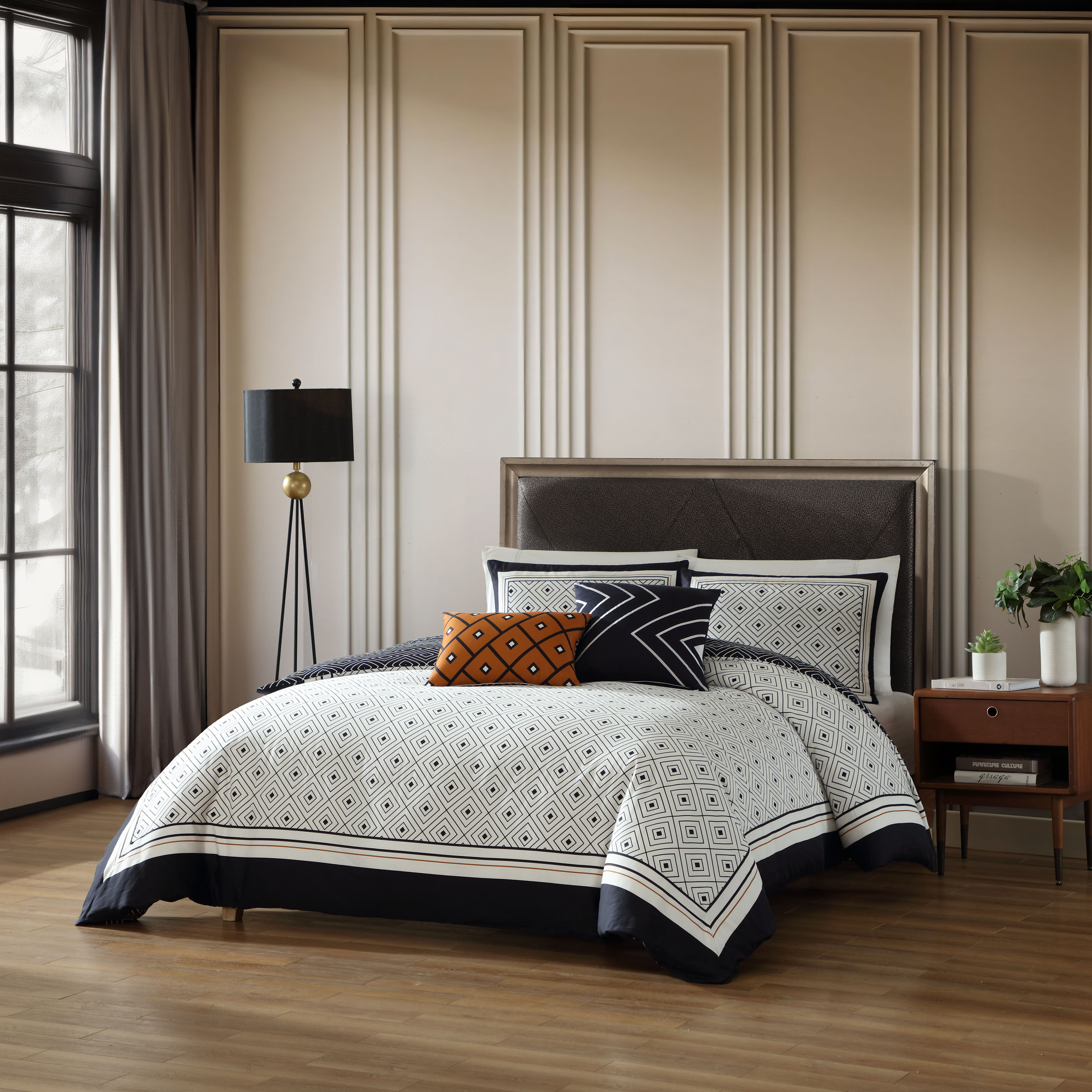 BeBeJan Bebejan Geometric Black & White 100 Cotton Sateen 5 Piece(01)