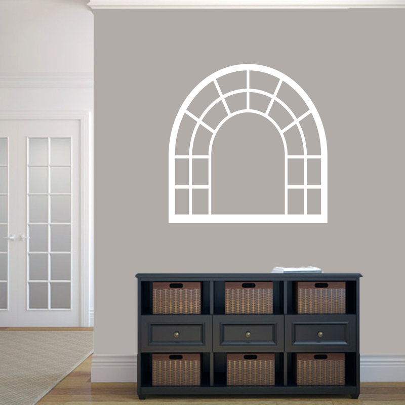 Décalcomanie murale cadre de fenêtre arched, Blanc