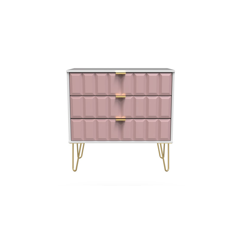 Allem 77cm W 3 - Drawer Chest of Drawers, Kobe Pink/White