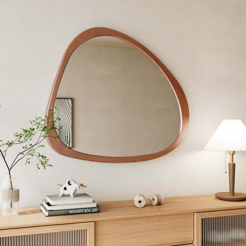 Miroir mural en bois massif 45 po,  Walnut
