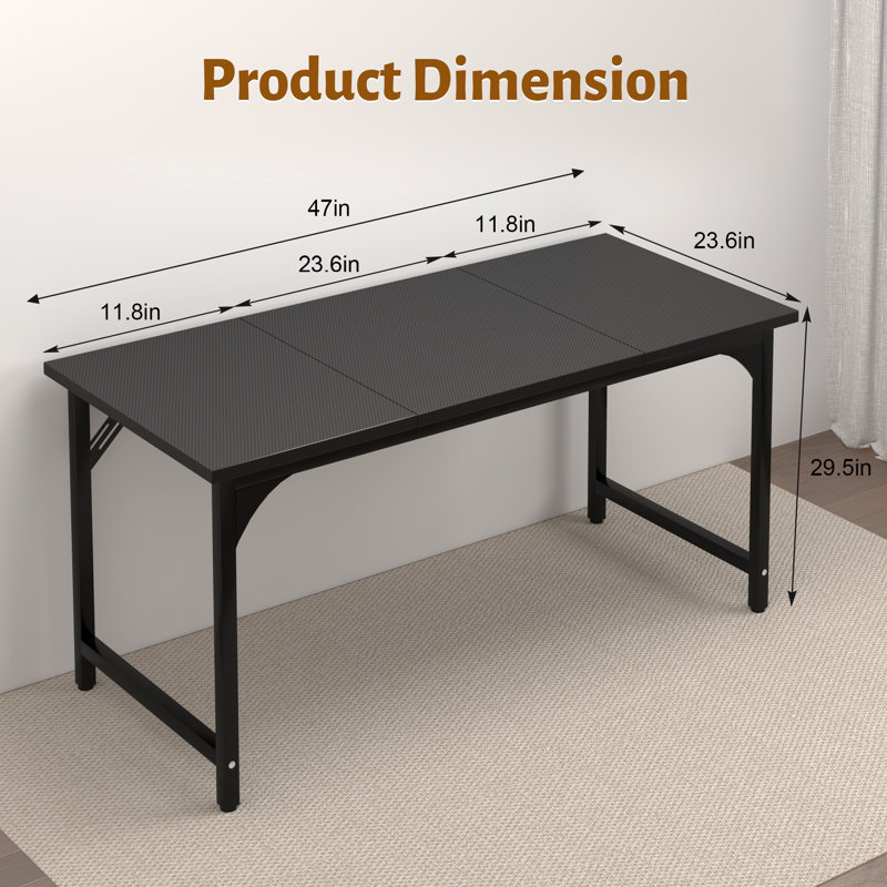 Computer Desk, Modern Simple Style Desk For Home Office, Study Student Writing Desk, Black,  47.2" W