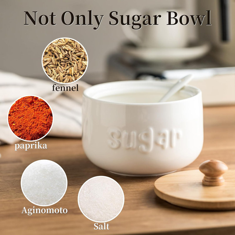 Sugar Bowl with Lid and Spoon,17 OZ Sugar Jar