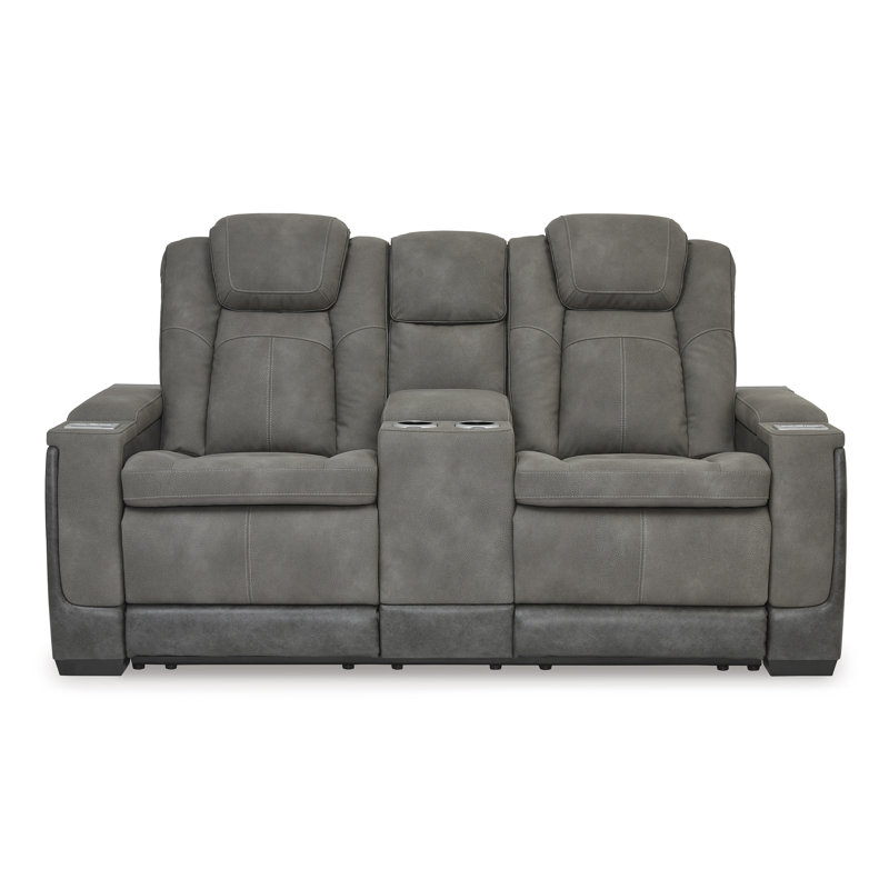 Hurlock Power Reclining Loveseat with Console, Gray