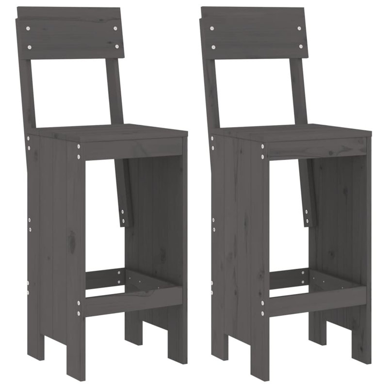 Agustine Solid Wood Counter Stool, Grey