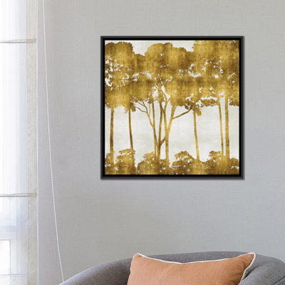 'Tree Lined in Gold I' Graphic Art Print on Canvas