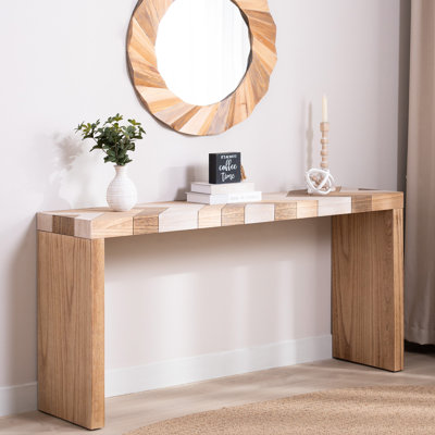 Console moderne, table d'entrée de 62 po avec plateau à chevrons, canapé en bois manufacturé pour le couloir, le salon ou le bureau