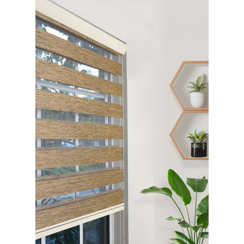 Custom-Cut Size Zebra Blinds for Indoor Windows Light Filtering & Room Darkening Roller Shades ( Brown Colour ) (Maxium Height 78 inch ) ( Width 74 inch )