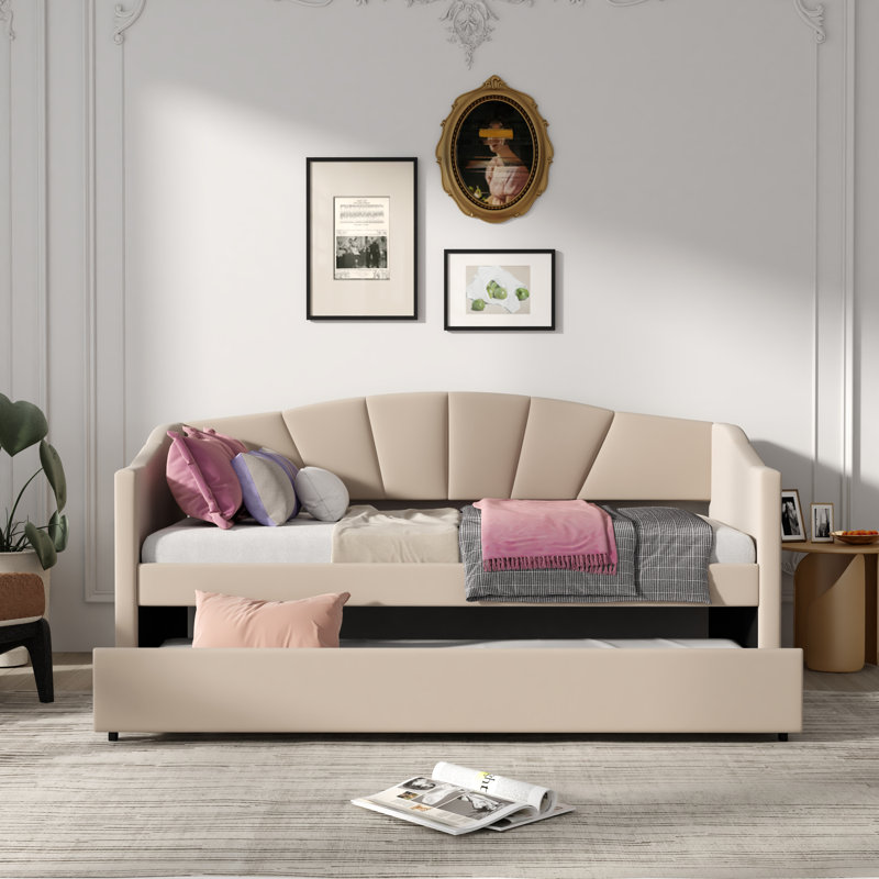 Lit plateforme tapissier Tyrence, Beige