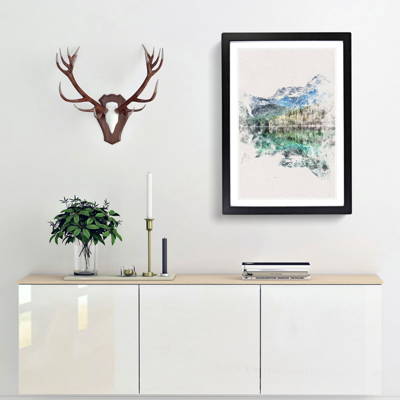 Lake Tovel in Trentino Italy - Picture Frame Painting Print, Black Framed, 45cm H x 33cm W x 2cm D