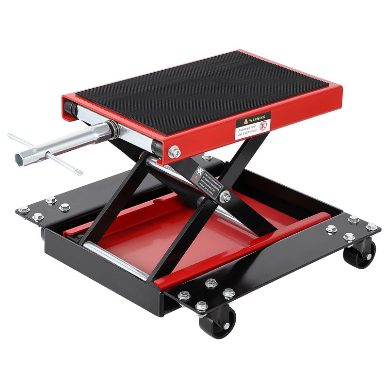 Motorcycle Lift LBS Motorcycle Scissor Lift Jack with Dolly Hand Crank 16.1*15.4inch red