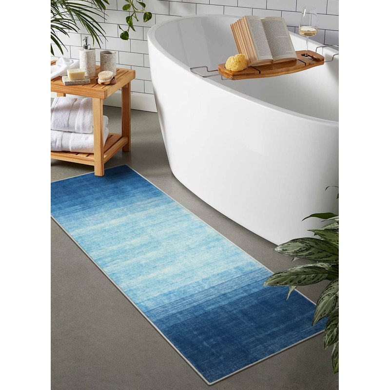 Abstract Ombre Plush Area Rug – Soft Gradient Accent with Non-Slip Backing, Runner 2' x 6'