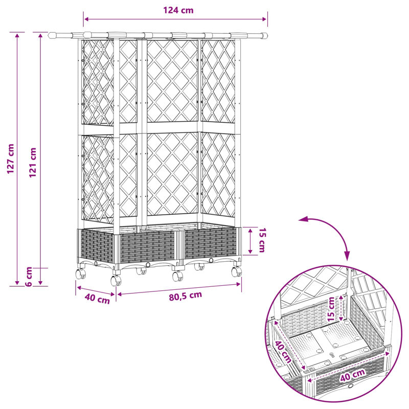 Raised Garden Bed, 127cm H x 124cm W x 40cm D, Blue