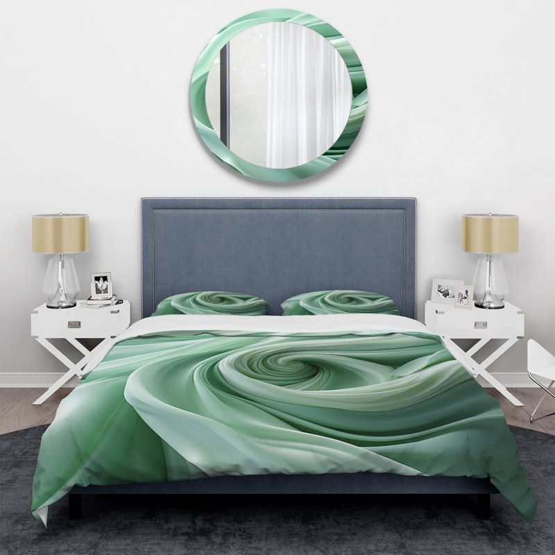Ensemble de housse de couette Green Soft Fractal Spirals II - Abstract Spirals