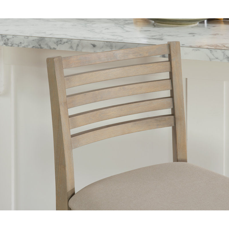 Clarke Solid Wood Counter & Bar Stool, Counter Stool (24" Seat Height), Polyester - Graywash