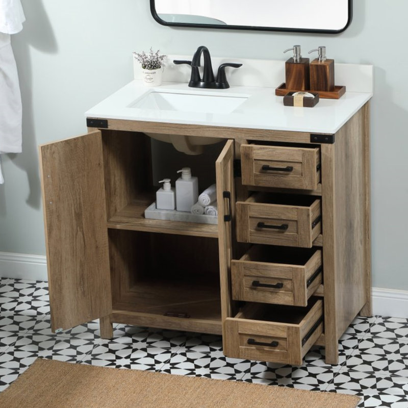 Ensemble de meuble-lavabo simple 36 po Slayton, Chêne naturel