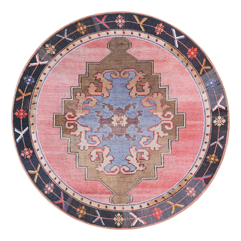 Tapis rose Glessite, Rond 7 pi 7 po