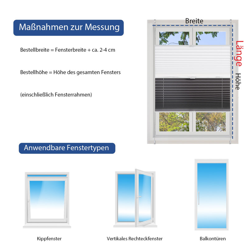 Blackout Pleated Shade, 90cm W x 200cm L