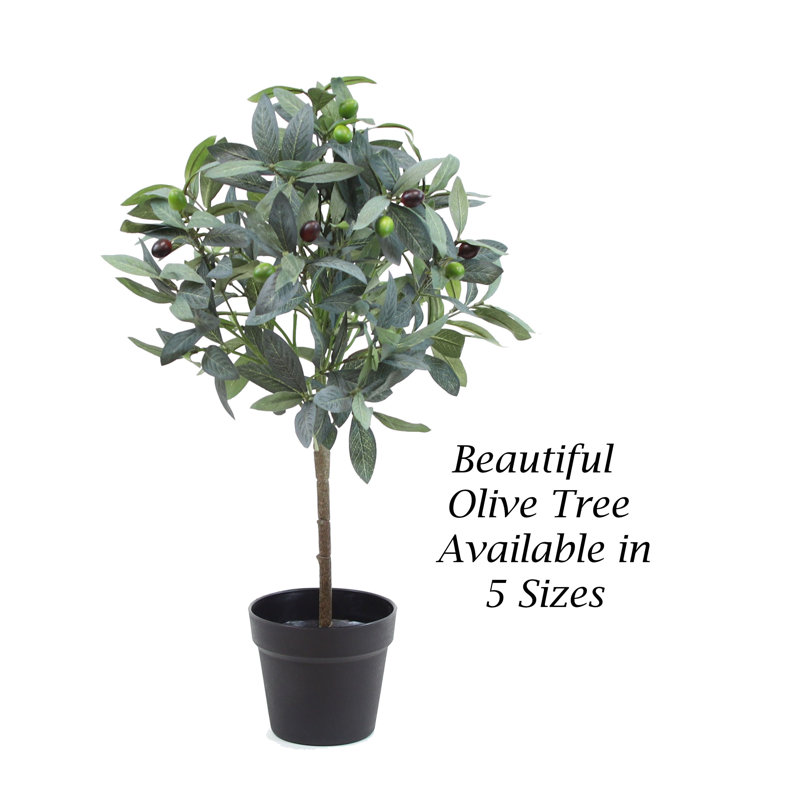 Faux Olive Tree Tree in Pot Liner, 24” H x 14” W x 14” D