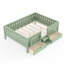 Lit double Montessori avec escalier, tiroirs de rangement, étagères intégrées, rails de sécurité, vert avocat-864450291