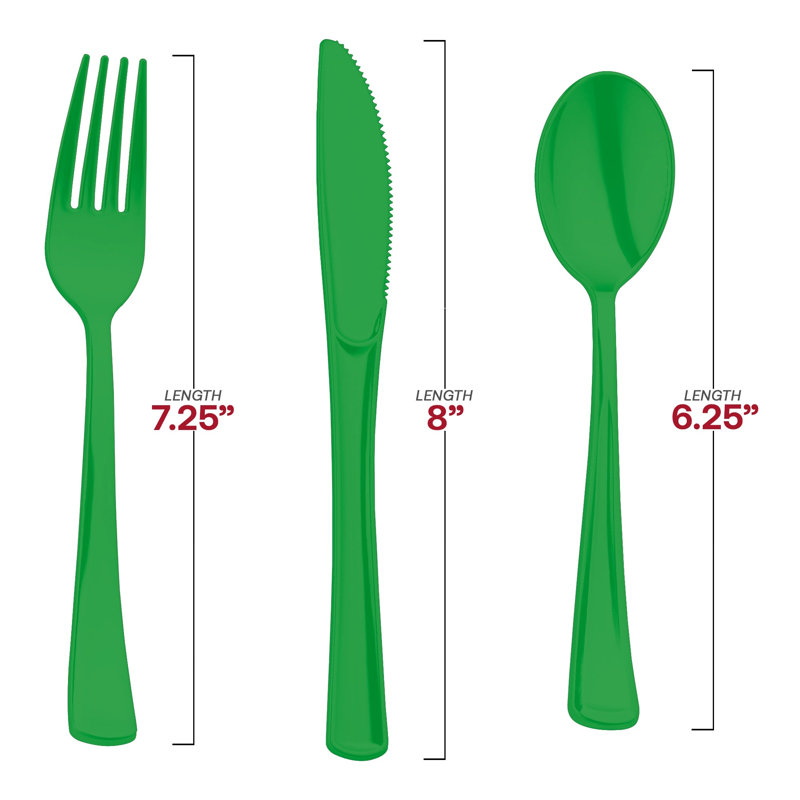 Green Disposable Plastic Party Cutlery Set - 600 Guests