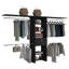 Closet System 70"W - 118"W, Three Hanging Rods, Five Shelves, One Drawer, Black