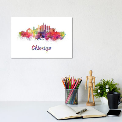 " Chicago Skyline In Watercolor II " by Paul Rommer