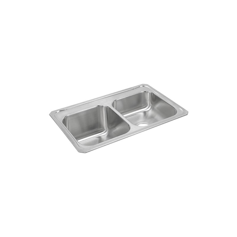 Celebrity 33" L x 22" W Double Basin Drop-In Kitchen Sink, 0 hole