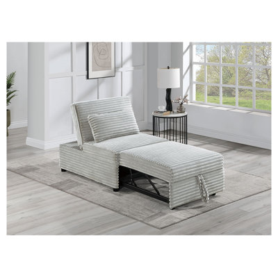 Convertible Wide-Welt Corduroy Sofa Sleeper Sofa Chair W/ Pull-Out Bed Ash