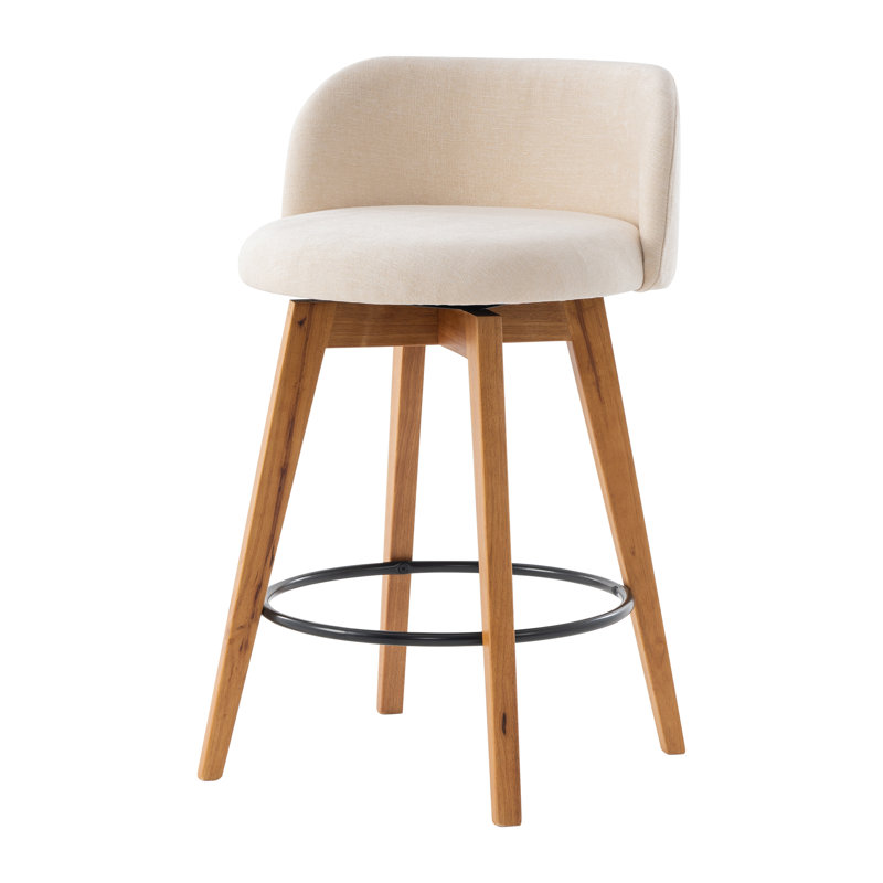 Tabourets de bar 26 po avec chenille, Chêne foncé, 1