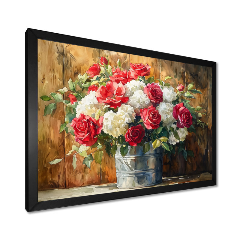 Arrangement floral Barnyard Blossom At The Barn II - Bouquets assortis, H 30 po x l 40 po, Cadre simple, Noir