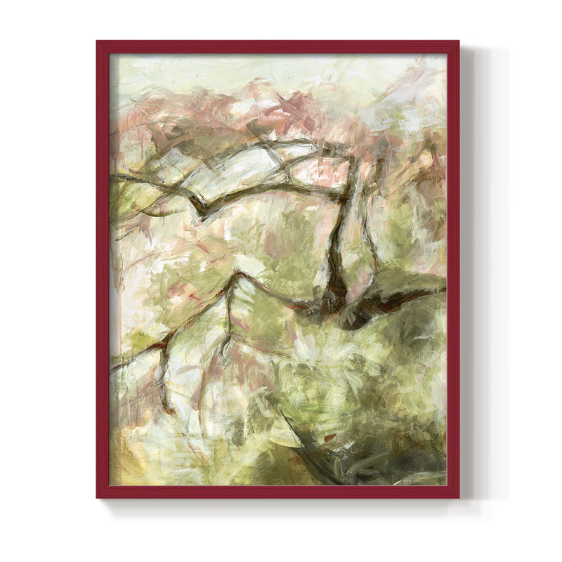 Spring Diptych I Framed Print - Solid Wood, Red, 10" H x 8" W